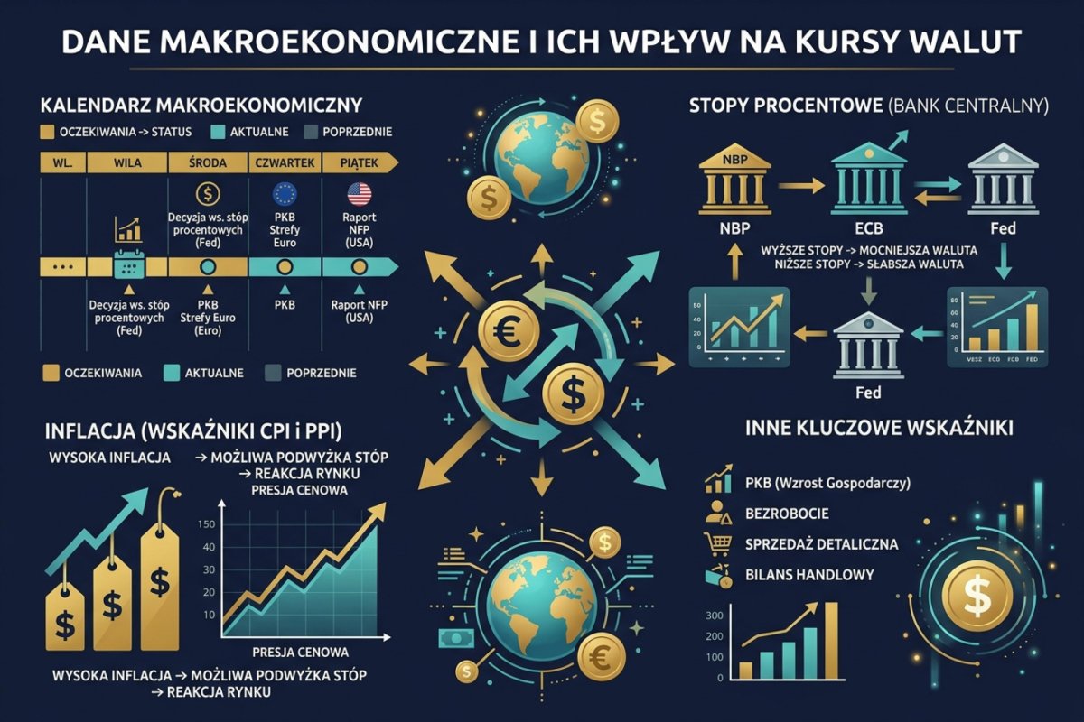 Dane makroekonomiczne i ich wpływ na kursy walut — kalendarz makro, stopy procentowe, inflacja