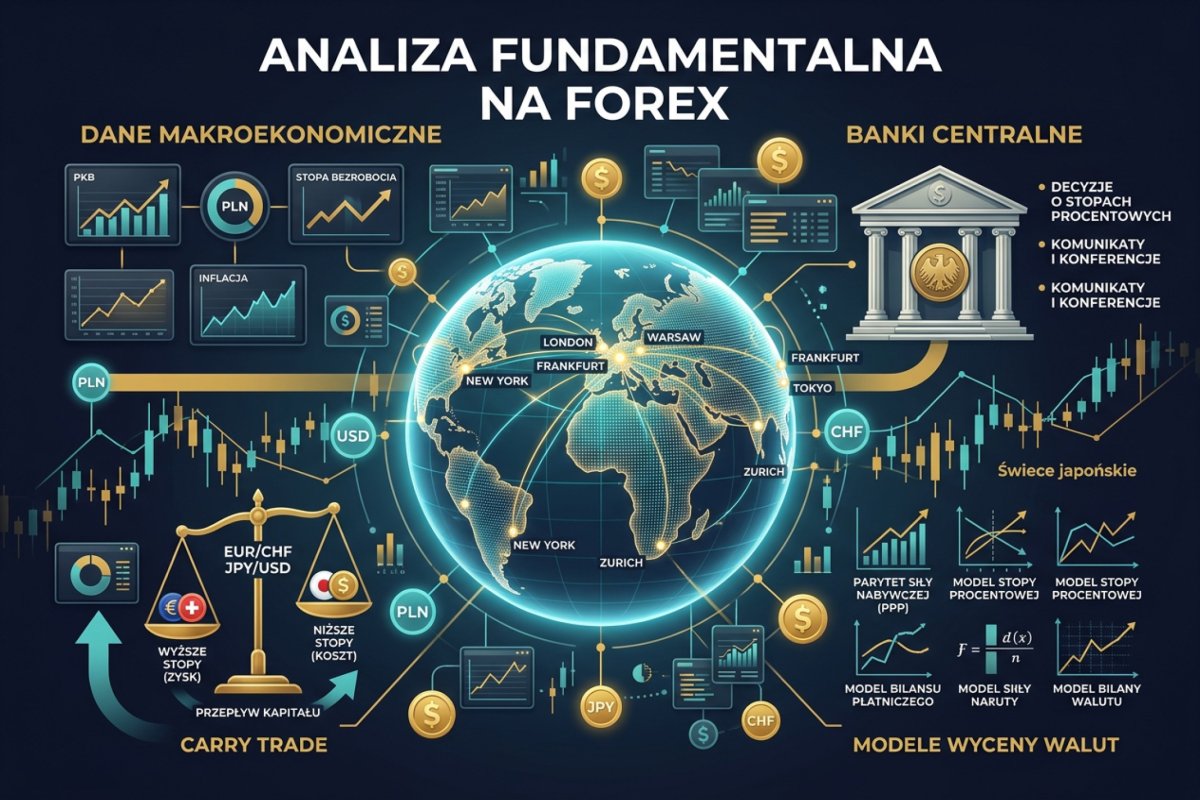 Analiza fundamentalna na Forex — dane makroekonomiczne, banki centralne, carry trade i modele wyceny walut