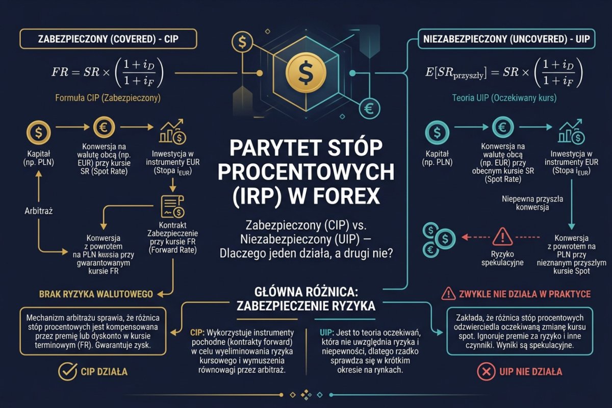 Covered vs. Uncovered Interest Rate Parity — dlaczego CIP działa, a UIP nie