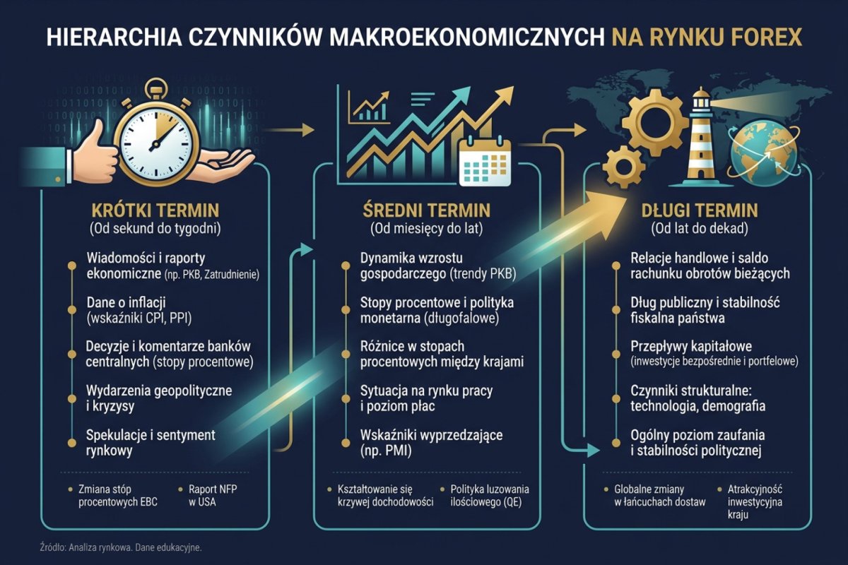 Hierarchia czynników makroekonomicznych na rynku Forex — krótki, średni i długi termin
