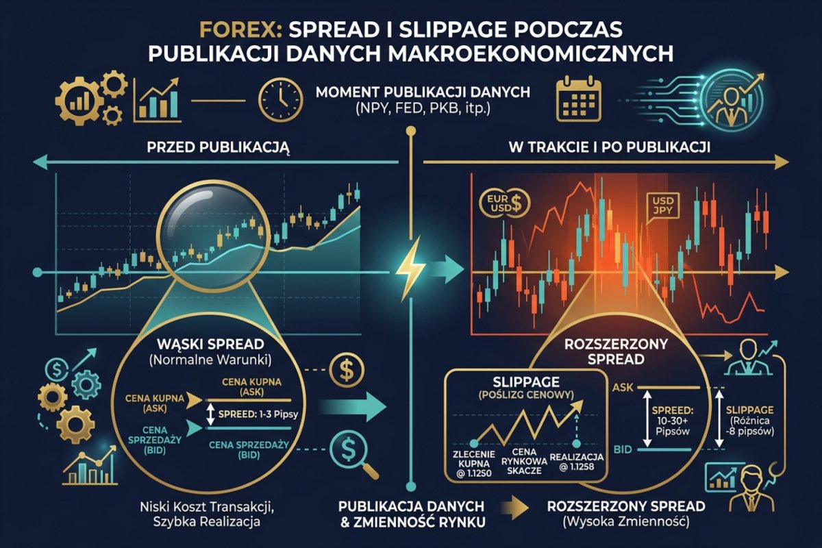 Spread i slippage na rynku Forex w momencie publikacji danych makroekonomicznych