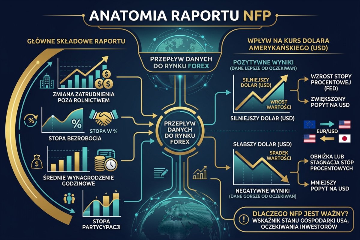 Anatomia raportu NFP — składowe Non-Farm Payrolls i ich wpływ na kurs dolara