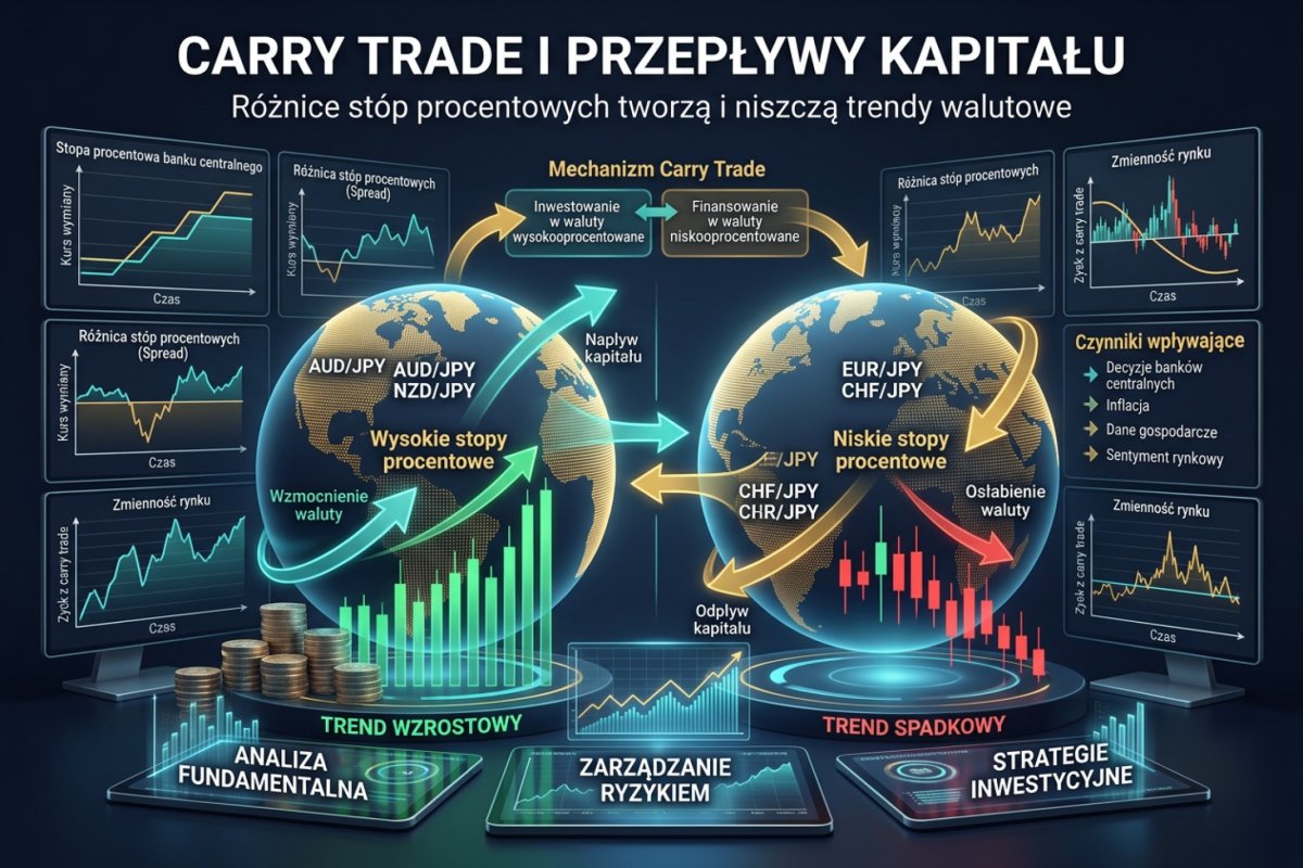Carry trade i przepływy kapitału — jak różnice stóp procentowych tworzą i niszczą trendy walutowe