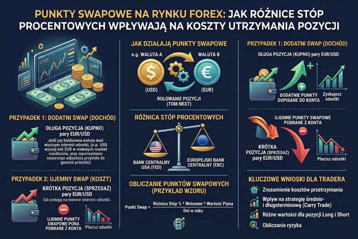 Punkty swapowe na rynku Forex — jak różnice stóp procentowych przekładają się na koszty utrzymania pozycji