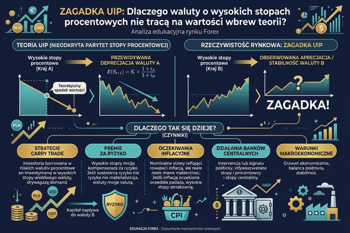 Zagadka UIP — dlaczego waluty o wysokich stopach procentowych nie tracą na wartości wbrew teorii