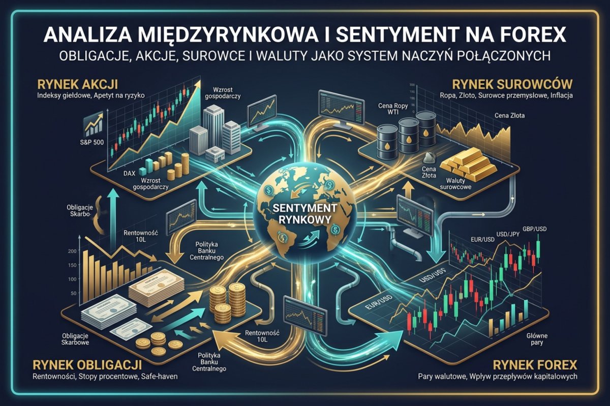 Analiza międzyrynkowa i sentyment — obligacje, akcje, surowce i waluty jako system naczyń połączonych na rynku Forex
