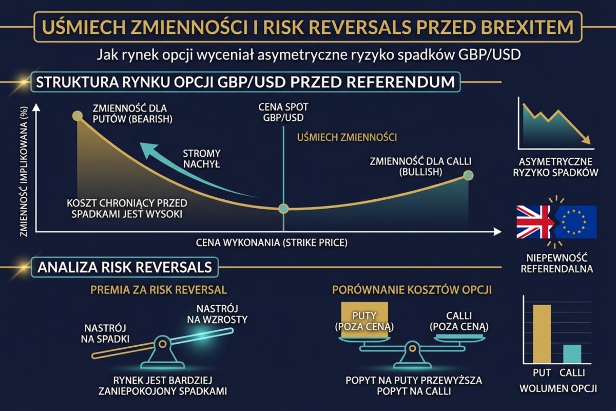Uśmiech zmienności i Risk Reversals przed Brexitem — jak rynek opcji wyceniał asymetryczne ryzyko spadków GBP/USD