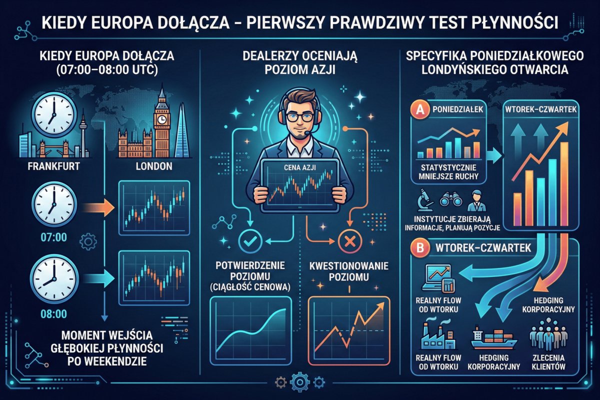 Poniedziałkowe otwarcie rynku Forex — od Wellington przez Tokio po Londyn