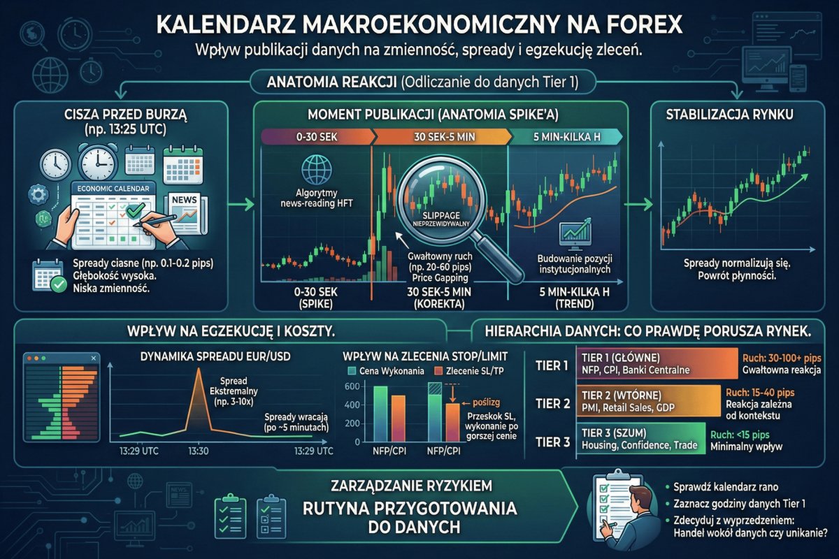 Kalendarz makroekonomiczny na Forex — wpływ publikacji danych na zmienność, spready i egzekucję zleceń