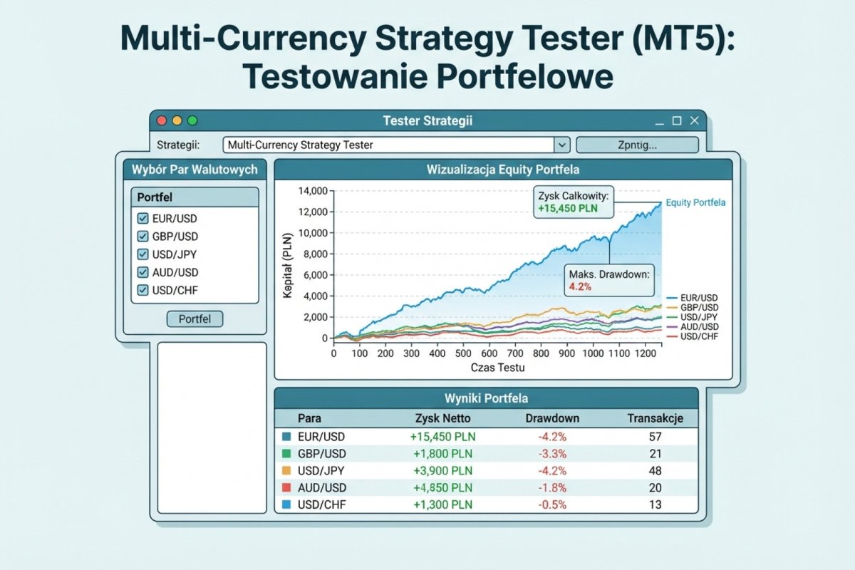 Multi-currency Strategy Tester w MT5 — testowanie strategii portfelowej na kilku parach walutowych jednocześnie z wizualizacją equity