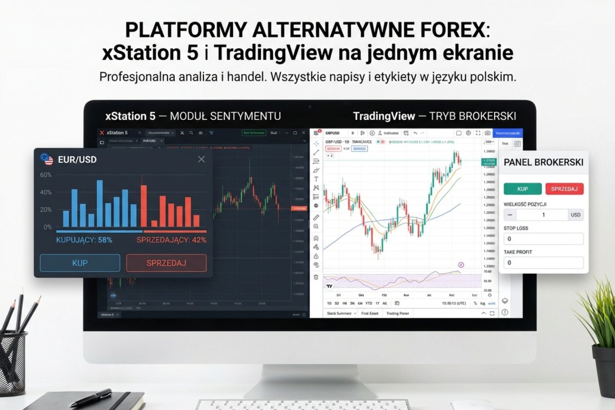 Platformy alternatywne — xStation 5 z modułem sentymentu i TradingView z trybem brokerskim na jednym ekranie