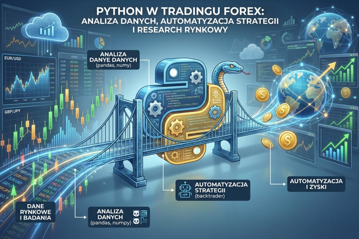 Python w tradingu Forex — analiza danych, automatyzacja strategii i research rynkowy z bibliotekami pandas, numpy i backtrader
