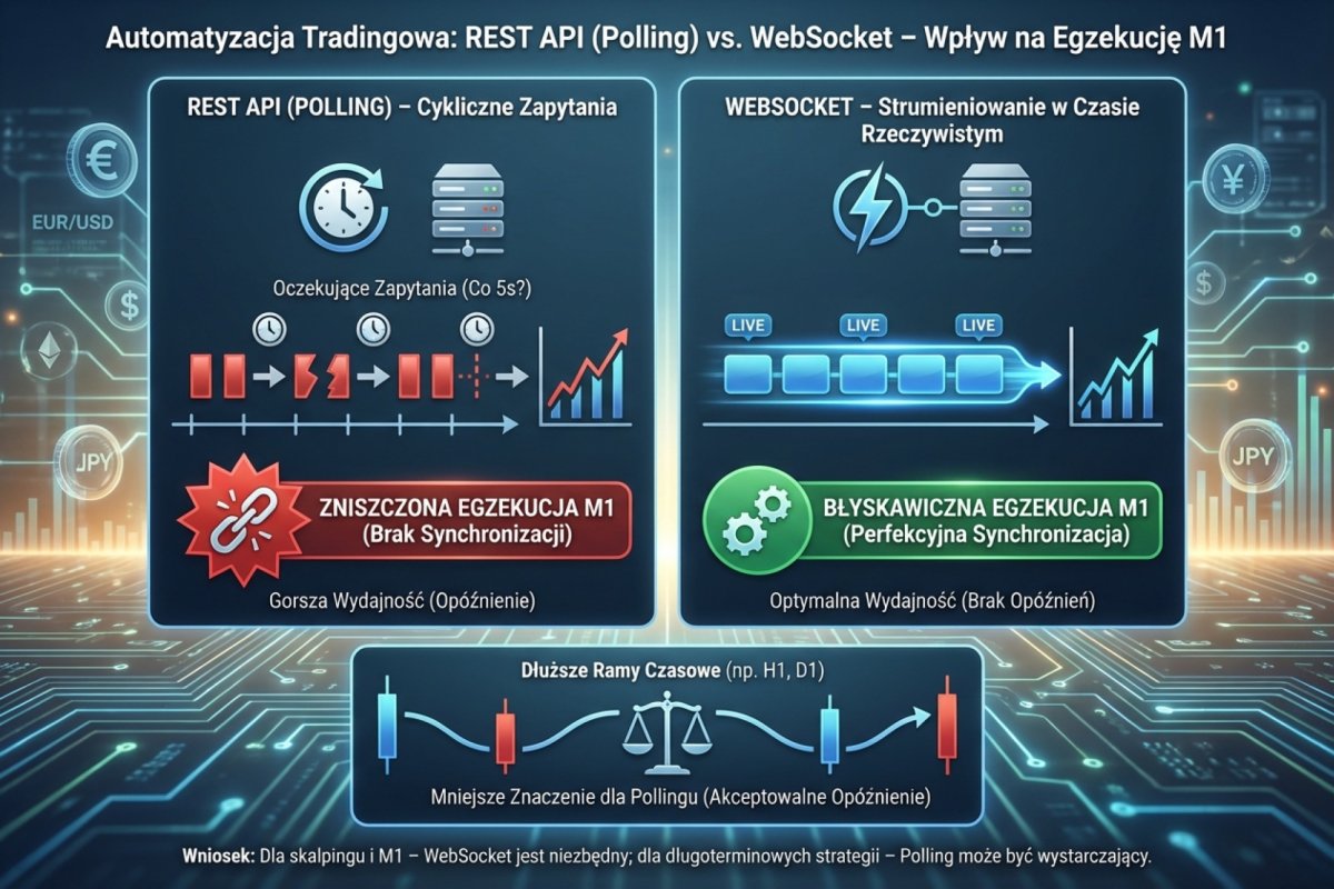 REST API vs WebSocket w automatyzacji tradingowej — kiedy polling niszczy egzekucję na M1, a kiedy nie ma znaczenia