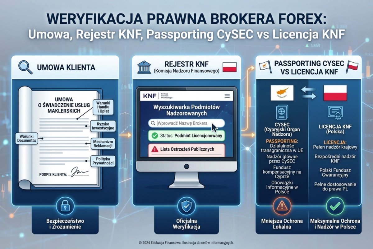 Sprawdzanie encji prawnej brokera — umowa klienta, rejestr KNF, passporting CySEC vs licencja KNF