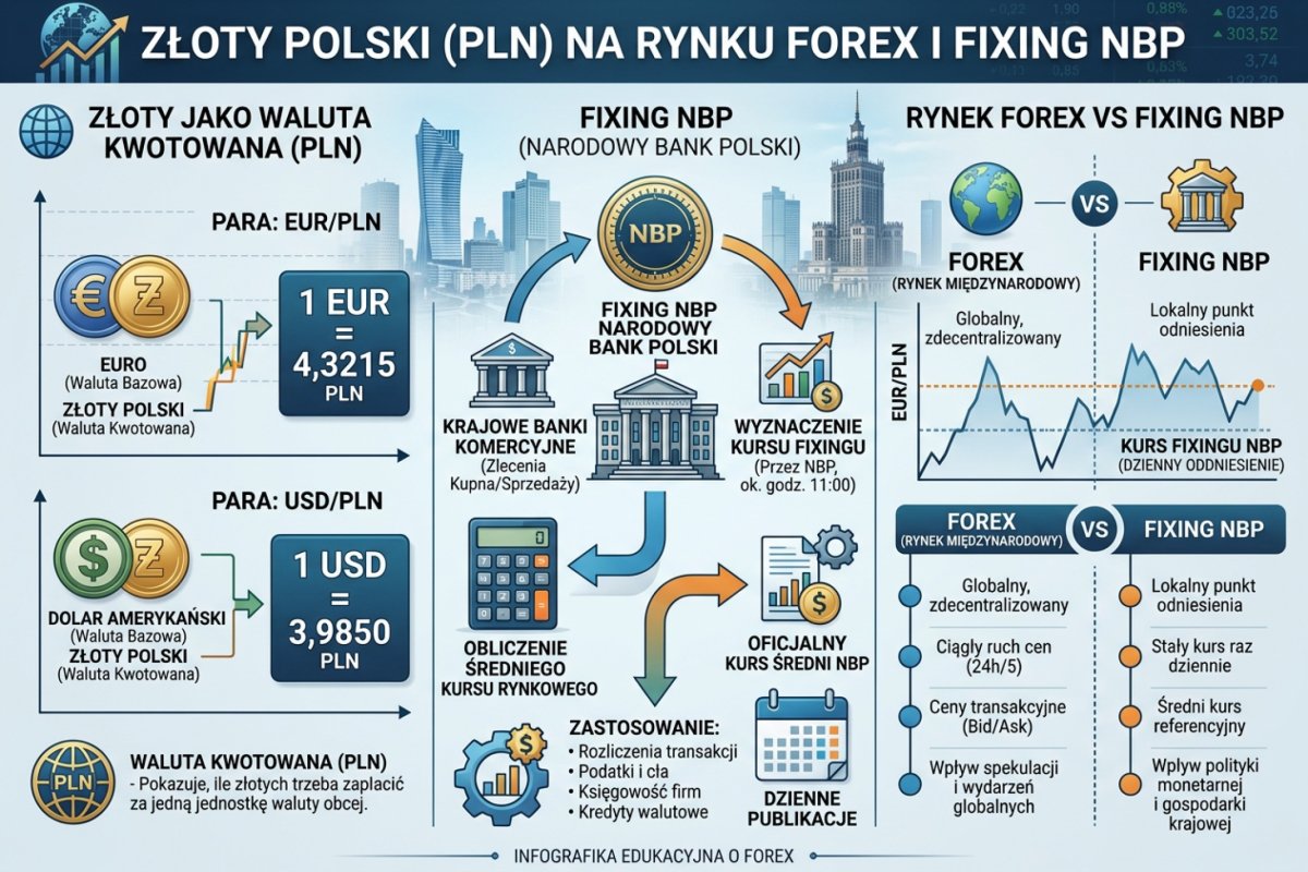 Złoty polski w parach walutowych EUR/PLN USD/PLN — waluta kwotowana i fixing NBP