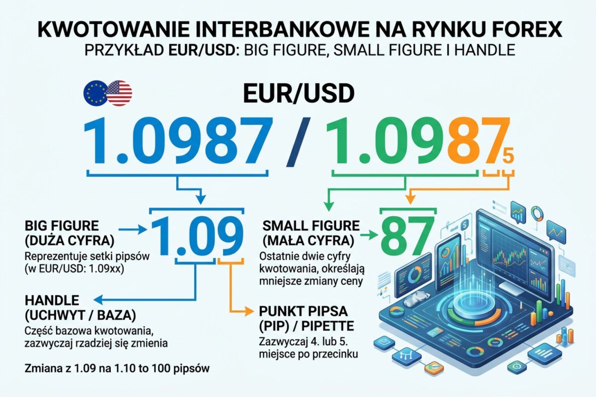Kwotowanie interbankowe — big figure, small figure i handle na przykładzie EUR/USD