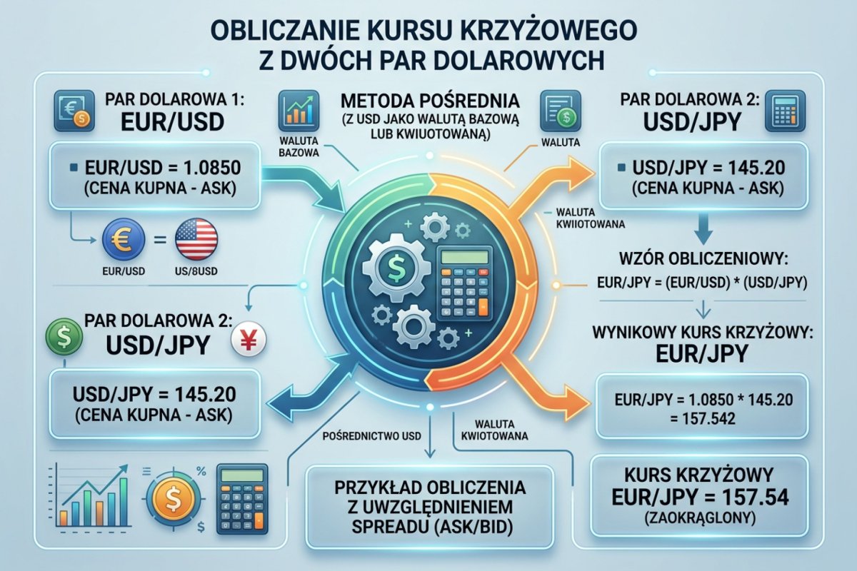 Obliczanie kursu krzyżowego z dwóch par dolarowych