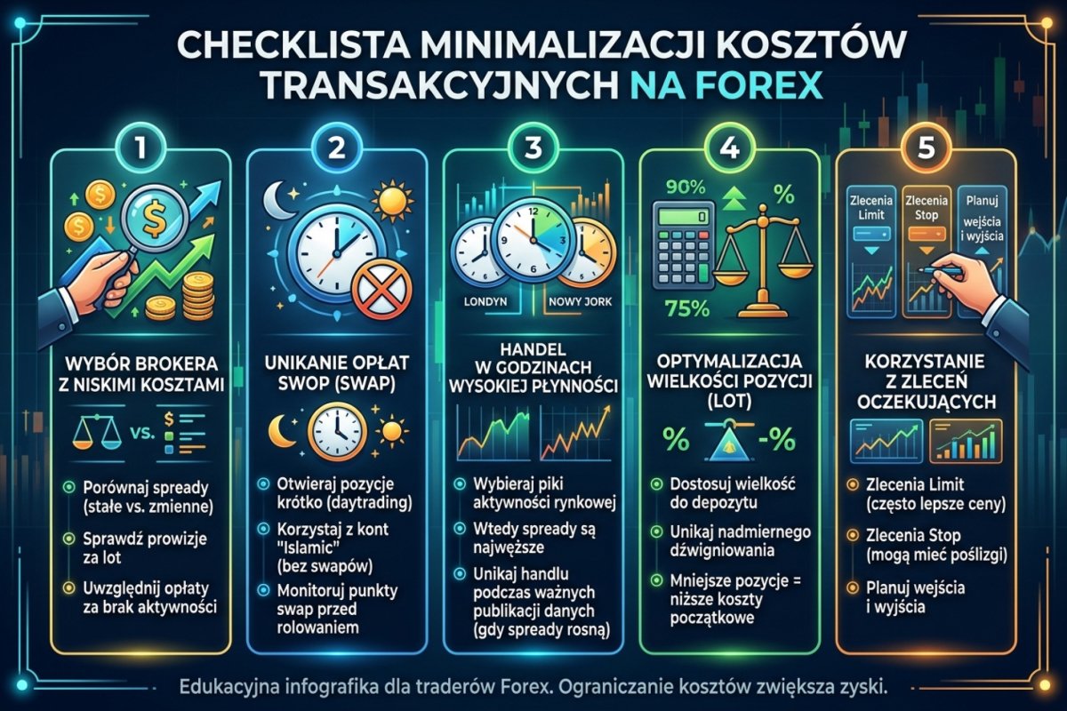 Checklista minimalizacji kosztów transakcyjnych na Forex