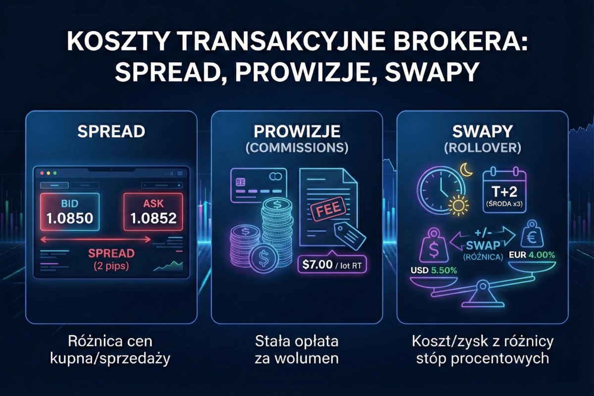 Spread, prowizje i swapy na Forex — koszty transakcyjne brokera
