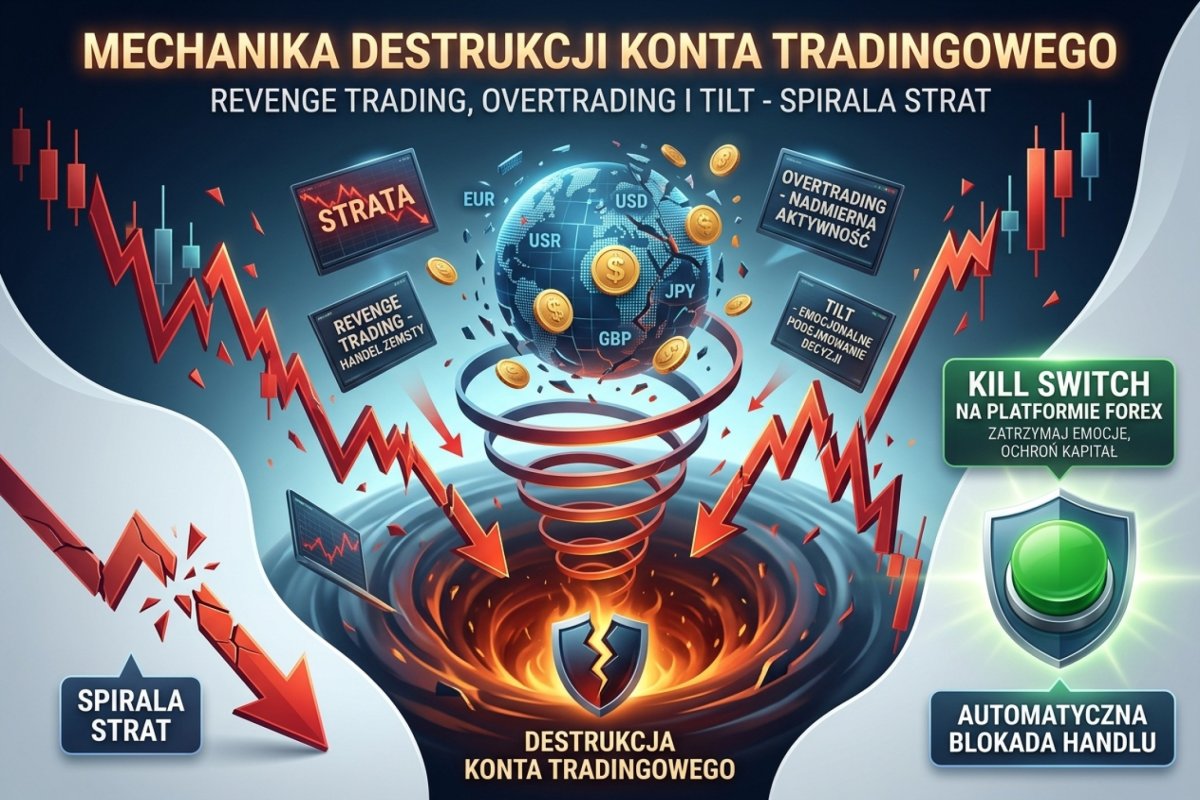 Revenge trading, overtrading i tilt — mechanika destrukcji konta tradingowego, spirala strat i kill switch na platformie Forex