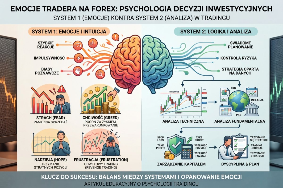 Emocje tradera na Forex — strach, chciwość, nadzieja i frustracja w procesie decyzyjnym, System 1 vs System 2