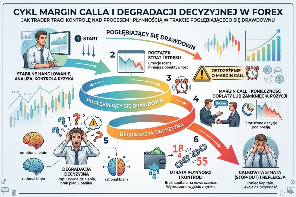 Cykl margin calla i degradacji decyzyjnej — jak trader traci kontrolę nad procesem i płynnością w trakcie pogłębiającego się drawdownu