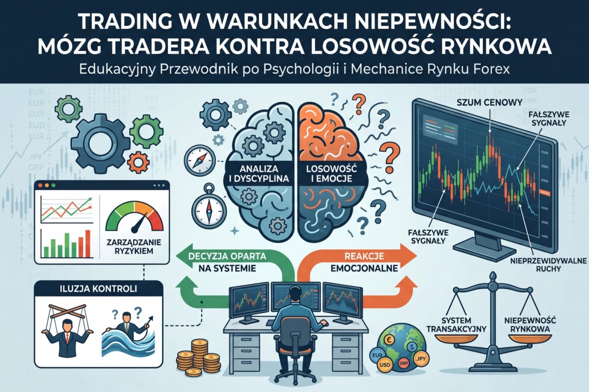 Trading w warunkach niepewności — mózg tradera kontra losowość rynkowa, szum cenowy i iluzja kontroli na wykresie