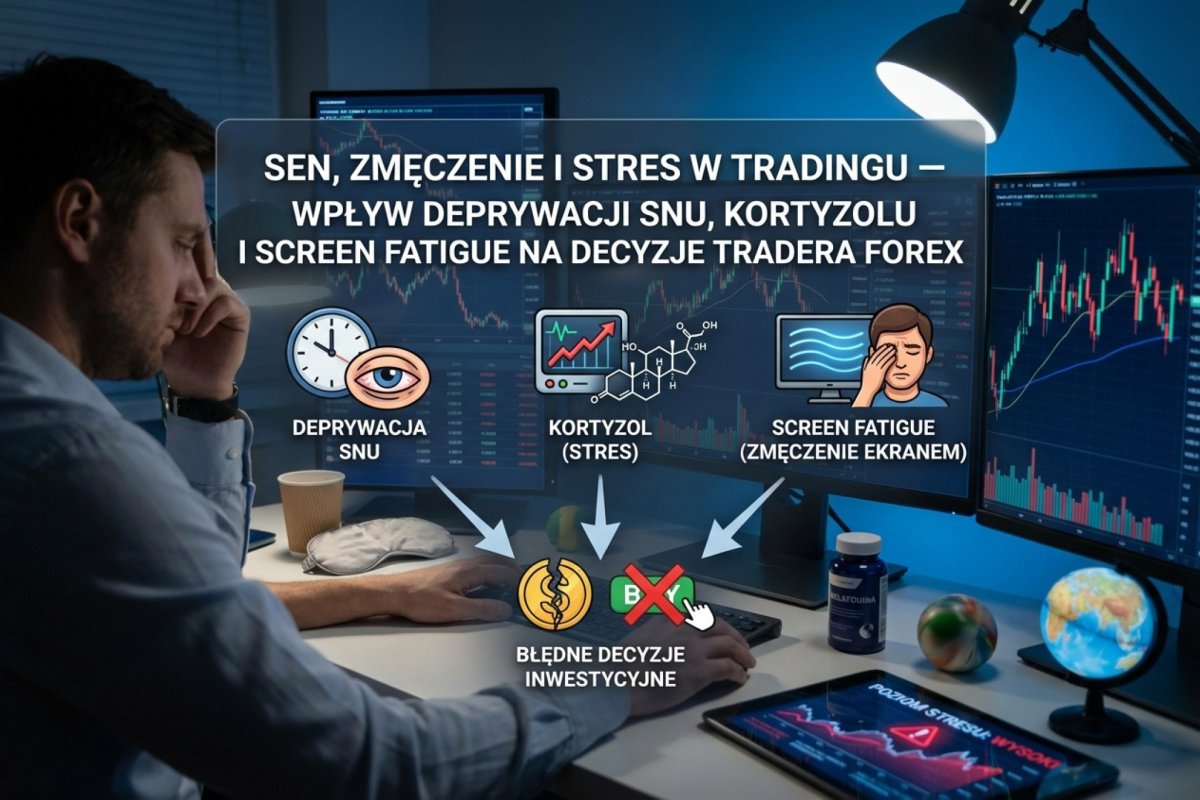 Sen, zmęczenie i stres w tradingu — wpływ deprywacji snu, kortyzolu i screen fatigue na decyzje tradera Forex