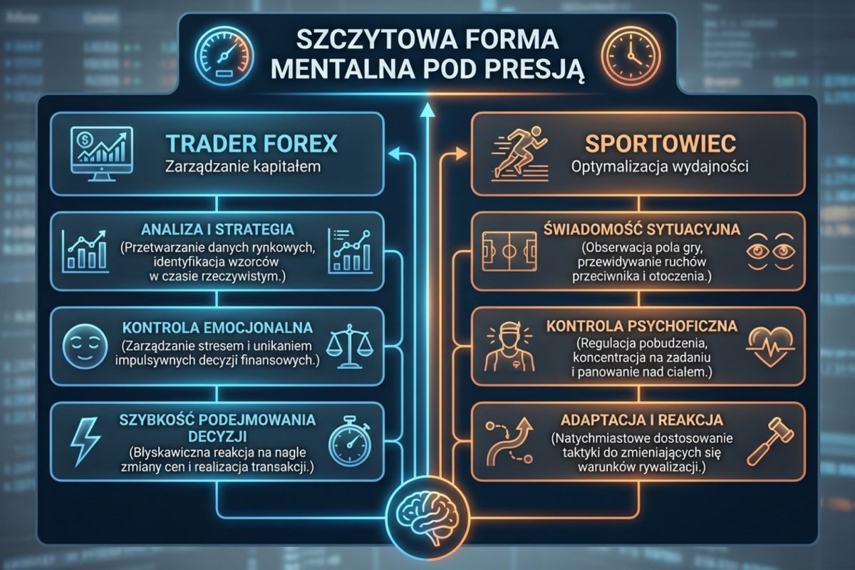 Porównanie zasobów kognitywnych tradera i sportowca — obie profesje wymagają szczytowej formy mentalnej pod presją