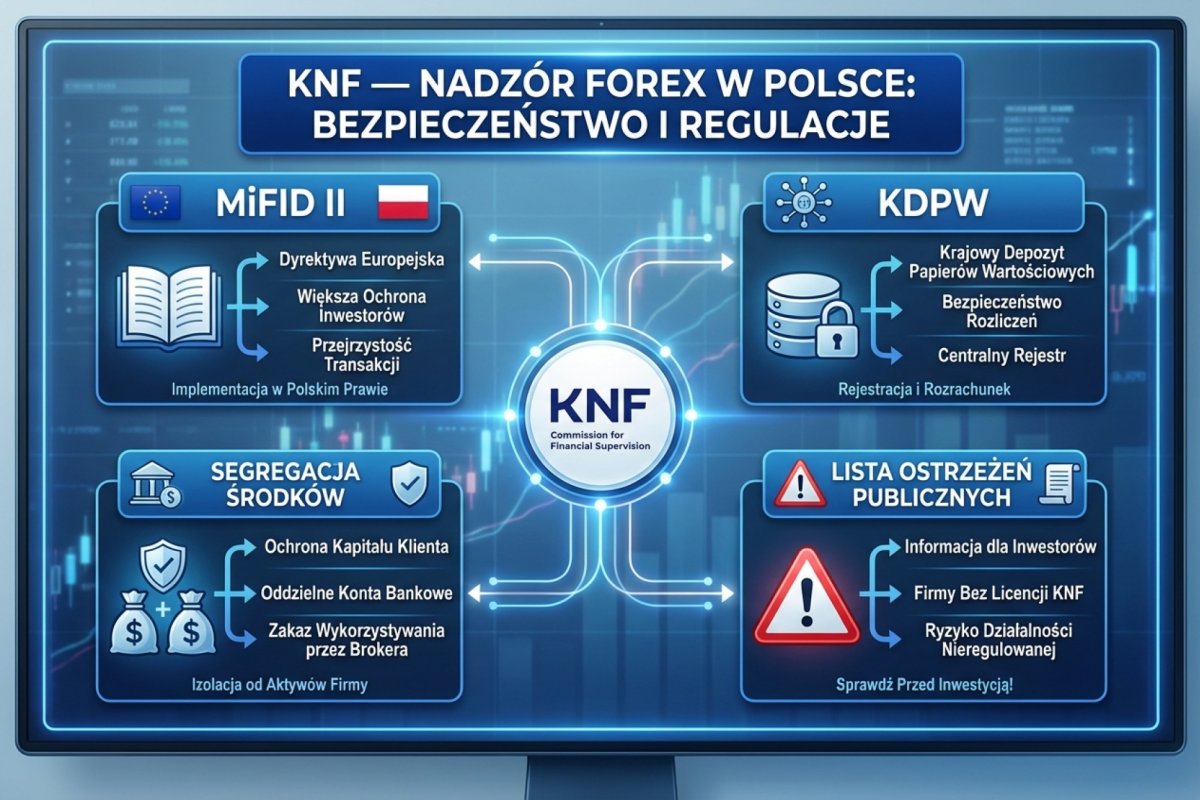 KNF — nadzór Forex w Polsce: MiFID II, KDPW, segregacja środków, lista ostrzeżeń publicznych