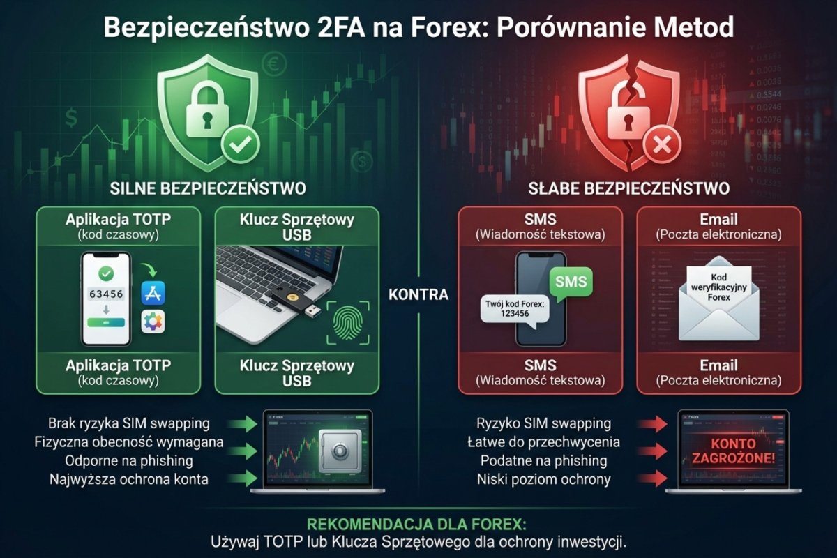 Porównanie bezpieczeństwa metod 2FA — TOTP i klucz sprzętowy kontra SMS i email