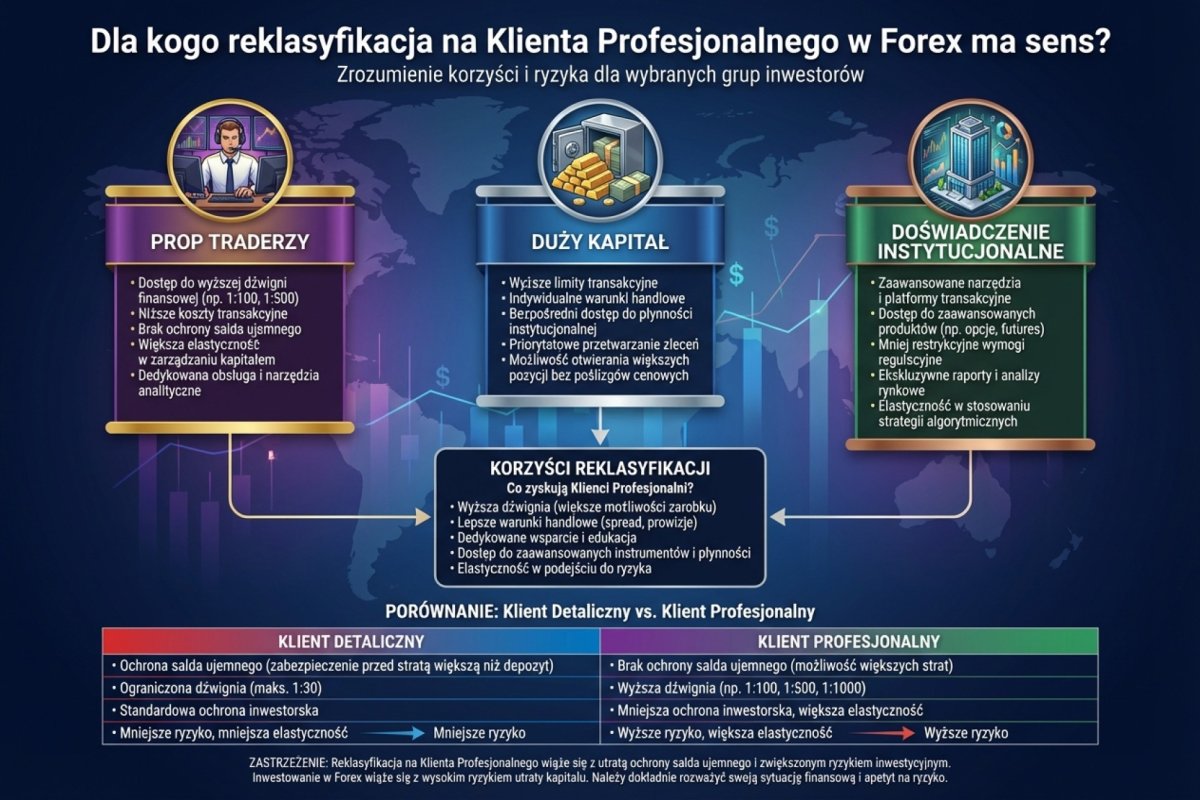 Dla kogo reklasyfikacja na Professional Client ma sens — prop traderzy, duży kapitał, doświadczenie instytucjonalne