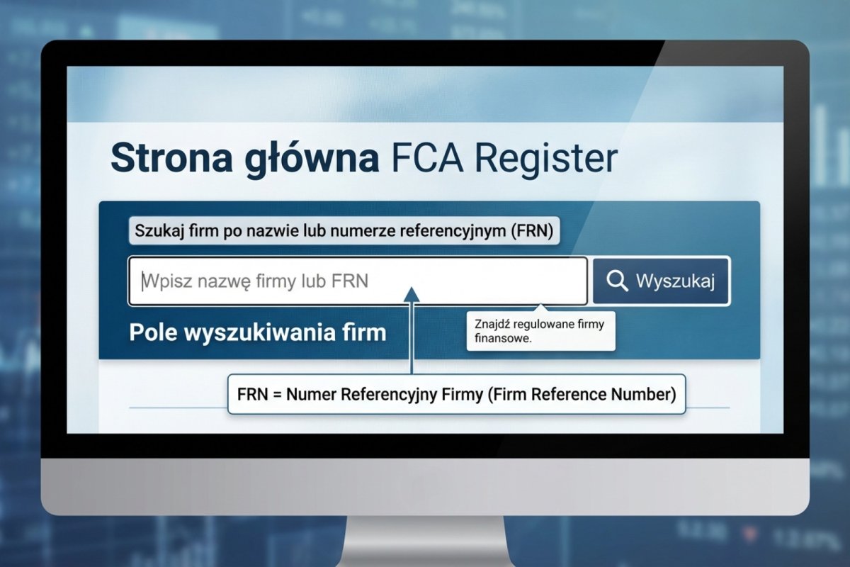 Strona główna FCA Register — pole wyszukiwania firm po nazwie lub numerze referencyjnym (FRN)