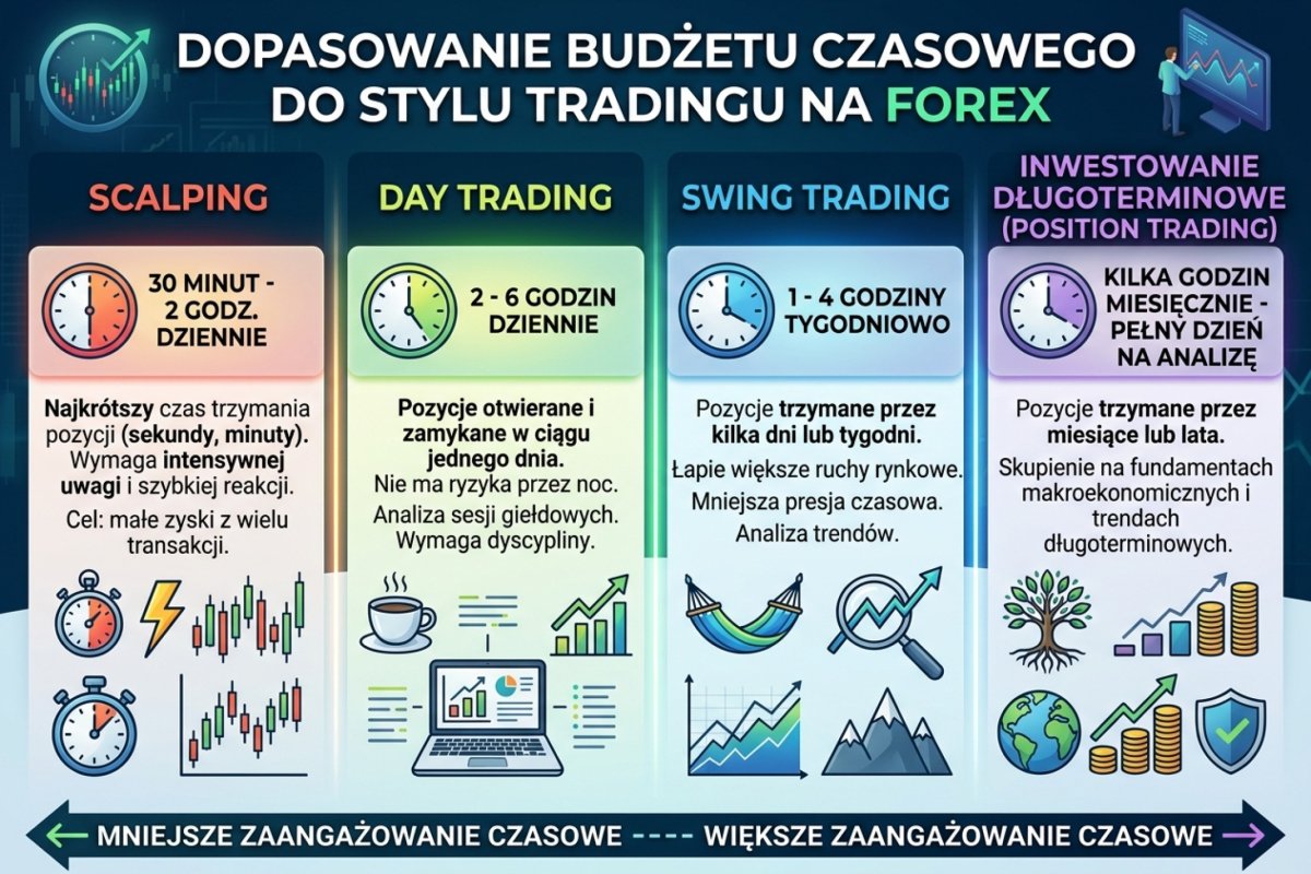 Dopasowanie budżetu czasowego do stylu tradingu — od 30 minut do pełnego dnia