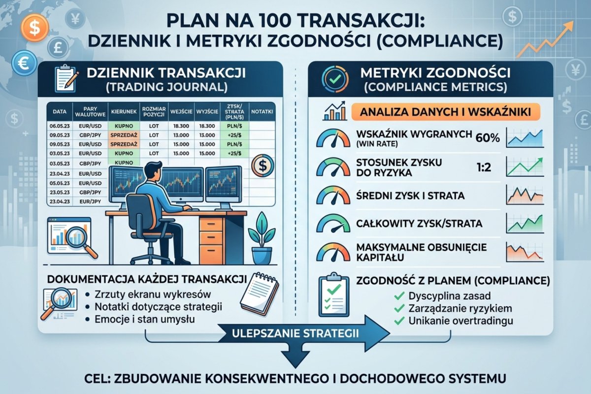 Plan na 100 transakcji — jurnal i metryki compliance