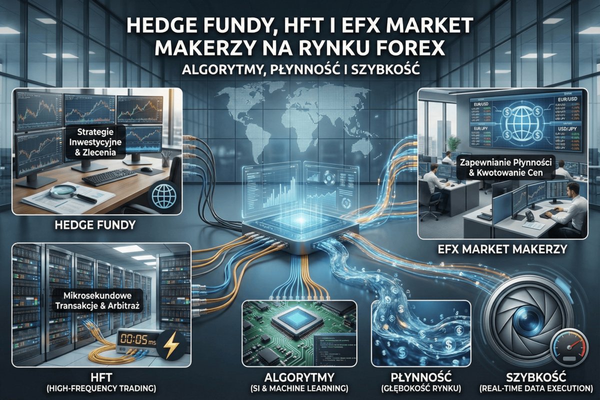Hedge fundy, HFT i eFX market makerzy na rynku Forex — algorytmy, płynność i szybkość