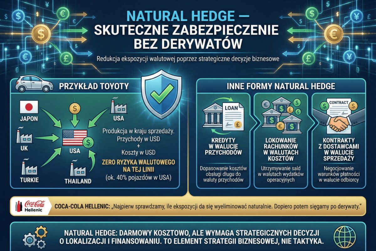 Korporacyjny hedging walutowy — central treasury, natural hedge i instrumenty pochodne
