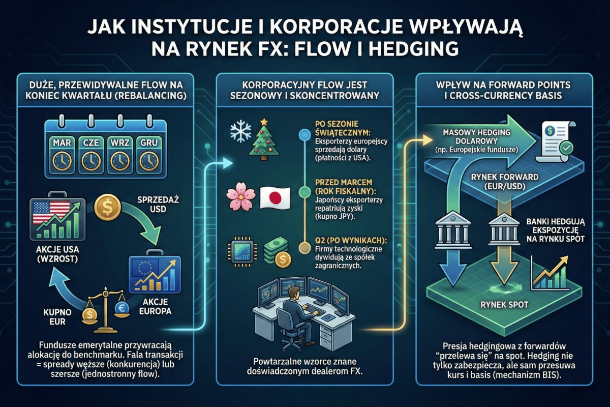 Wpływ real money na rynek FX — rebalancing portfelowy i sezonowe przepływy korporacyjne