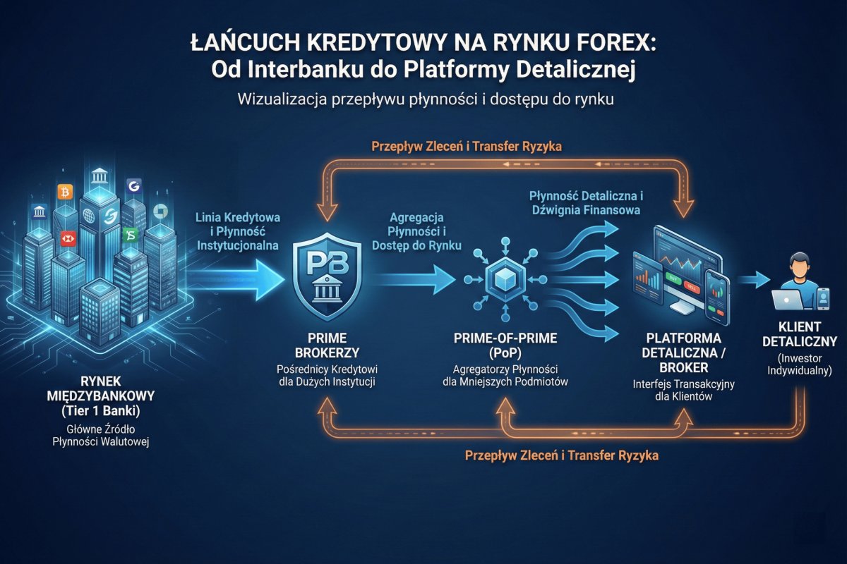Prime brokerzy i prime-of-prime na rynku Forex — łańcuch kredytowy od interbanku do platformy detalicznej