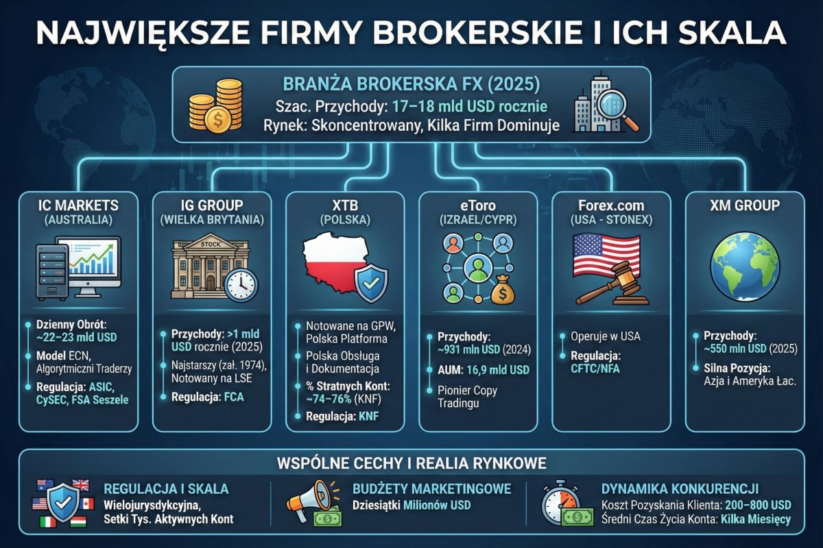 Największe firmy brokerskie i ich skala