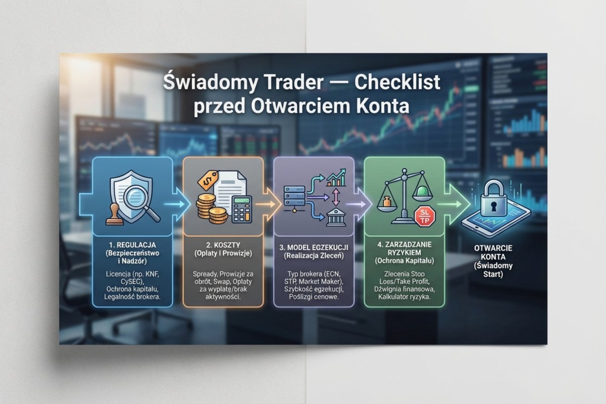Świadomy trader — checklist przed otwarciem konta: regulacja, koszty, model egzekucji, zarządzanie ryzykiem