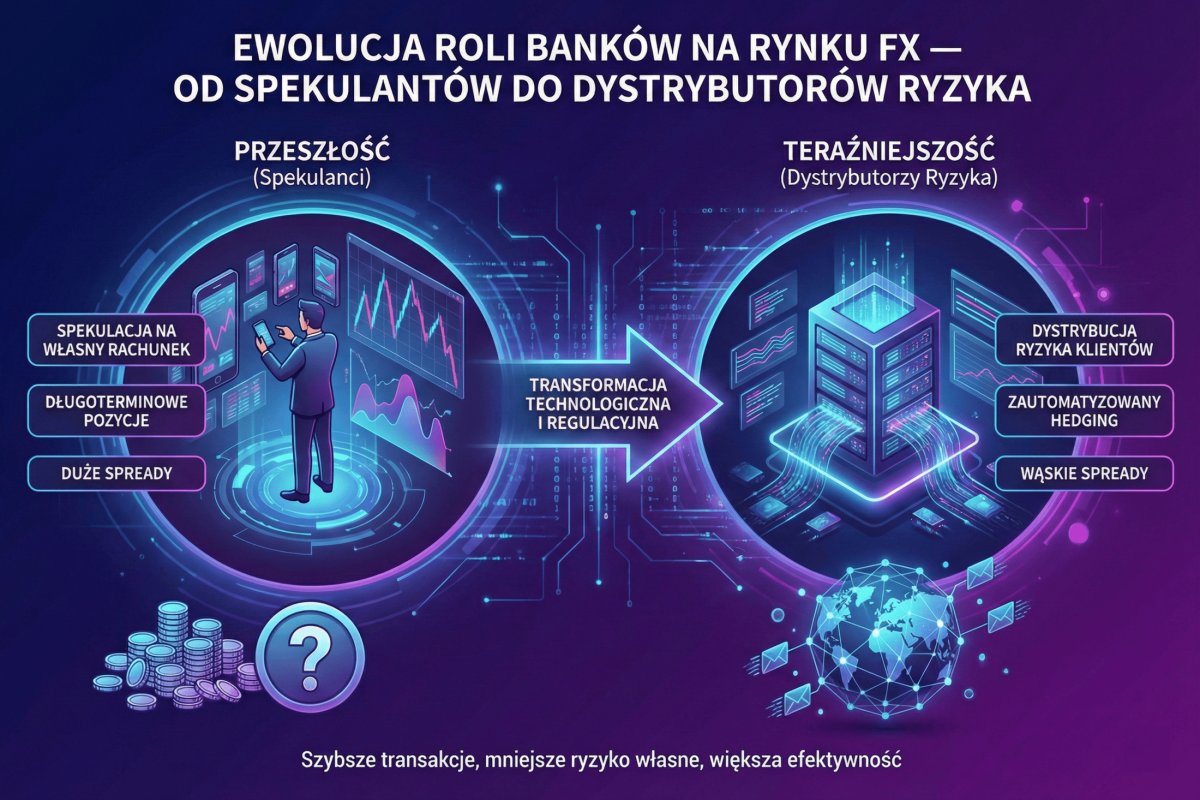 Ewolucja roli banków na rynku FX — od spekulantów do dystrybutorów ryzyka