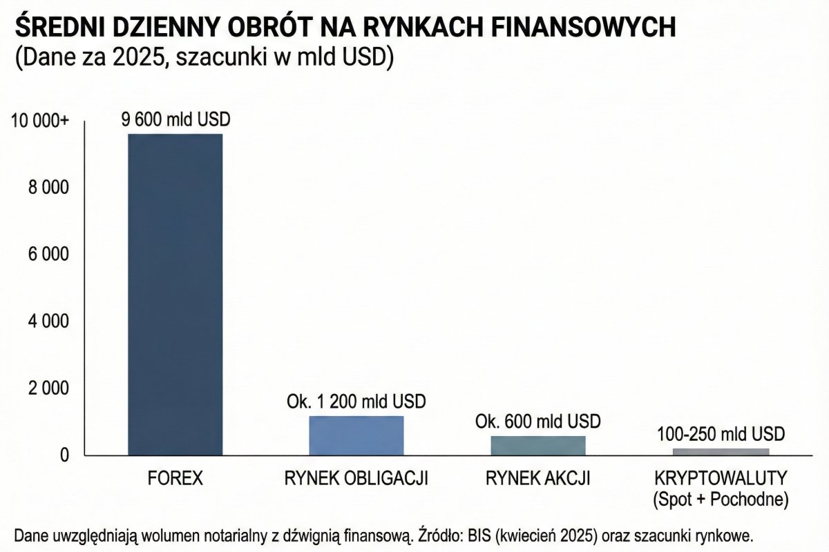 Średni dzienny obrót na rynkach finansowych