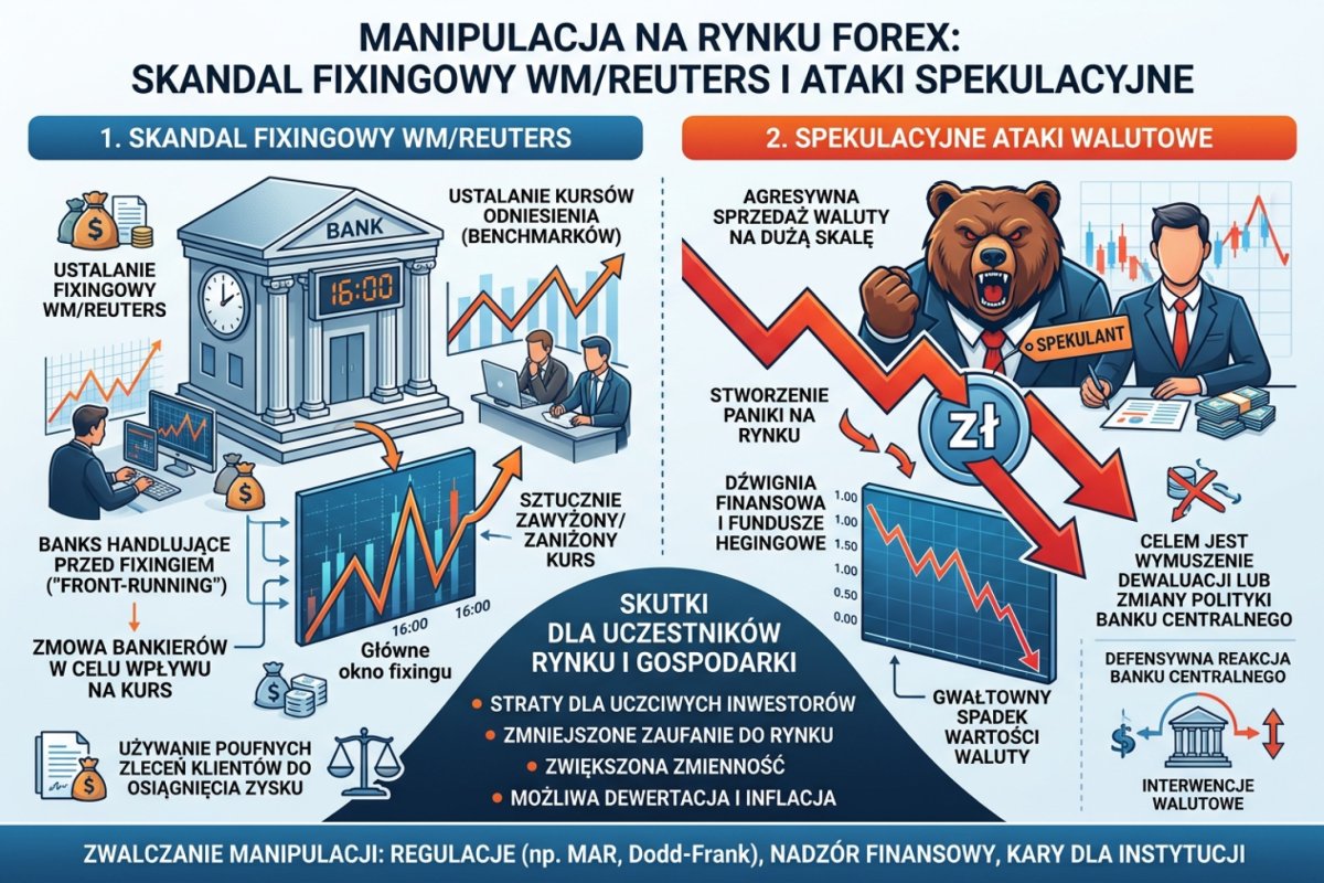 Manipulacja na rynku Forex — skandal fixingowy WM/Reuters i spekulacyjne ataki walutowe