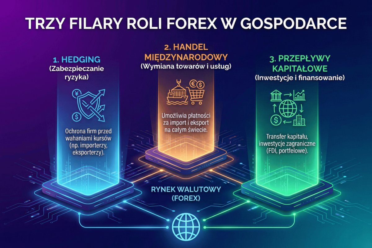 Trzy filary roli Forex w gospodarce: hedging, handel, przepływy kapitałowe