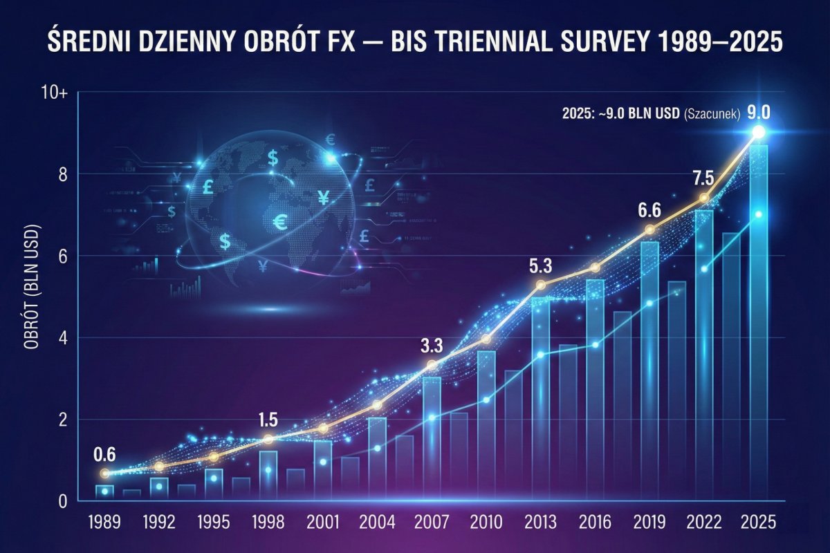 Średni dzienny obrót FX — BIS Triennial Survey 1989–2025