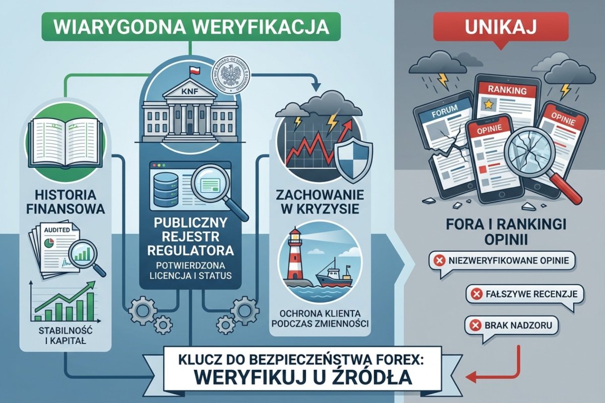 Jak weryfikować brokera Forex — publiczny rejestr regulatora, historia finansowa, zachowanie przy kryzysach rynkowych zamiast forów i rankingów