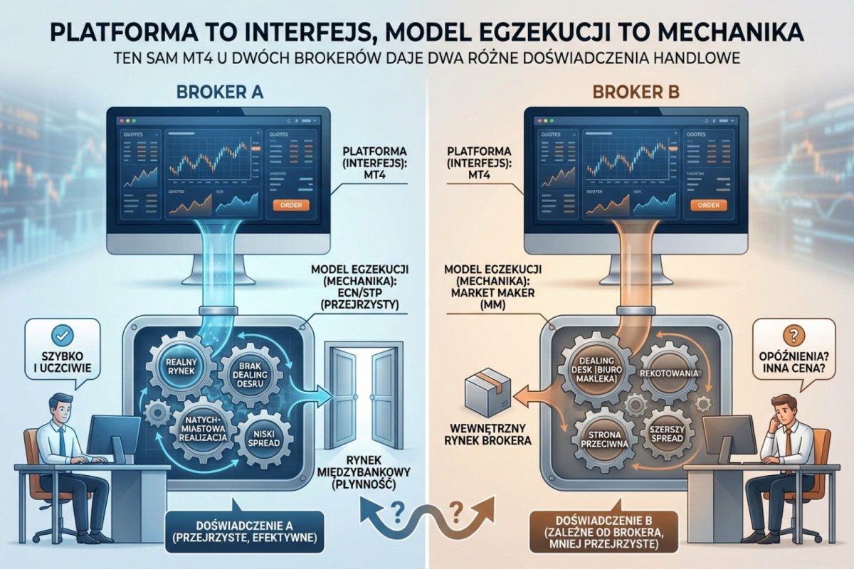 Platforma to interfejs, model egzekucji to mechanika — ten sam MT4 u dwóch brokerów daje dwa różne doświadczenia handlowe