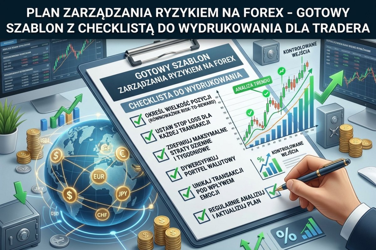 Plan zarządzania ryzykiem na Forex — gotowy szablon z checklistą do wydrukowania dla tradera