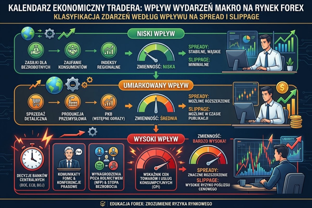 Kalendarz ekonomiczny tradera — klasyfikacja zdarzeń makro według wpływu na spread i slippage: NFP, FOMC, CPI, decyzje banków centralnych